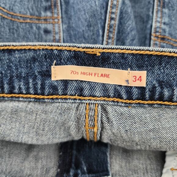 Levi's Jeans Women's 70's High Flare Size 34 Medium Wash Distressed Denim NWT - Picture 9 of 13